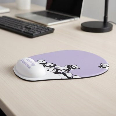 Tapis de souris ergonomique ConfortPanda violet avec pandas